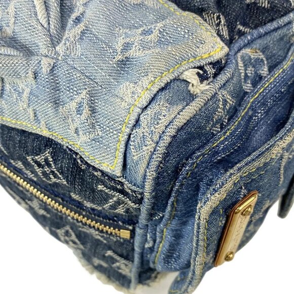 Auth LOUIS VUITTON Speedy 30 Blue Monogram Denim Patchwork Handbag - Picture 6 of 14